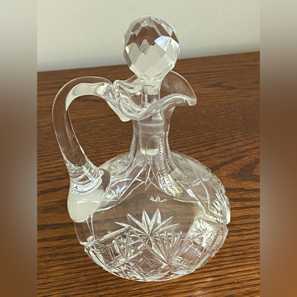 Kitchen Crystal Decanter With Handle And Stopper 5 Oz Wine Jug Handcut Poshmark